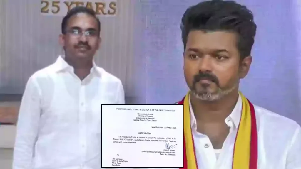 tvk vijay IRS officer Arunraj