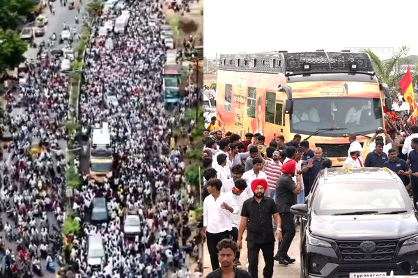 மக்கள் வெள்ளத்தில் விஜய்யின் பிரசார வாகனம்… திணறிய திருச்சி மாநகரம்.. Vijay Campaign 1