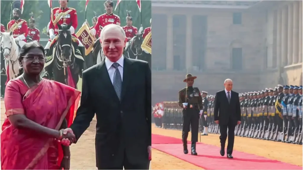 அதிபர் புதினுக்கு ராணுவ மரியாதை அணிவகுப்பு!. ராஷ்டிரபதி பவனில் சிவப்புக் கம்பள வரவேற்பு!. rashtrapati bhavan