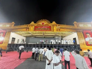 பரபரப்பாக தயாராகிவரும் திமுகவின் வாக்குச்சாவடி முகவர்கள் பயிற்சி மாநாடு! 3 dmk manadu 1