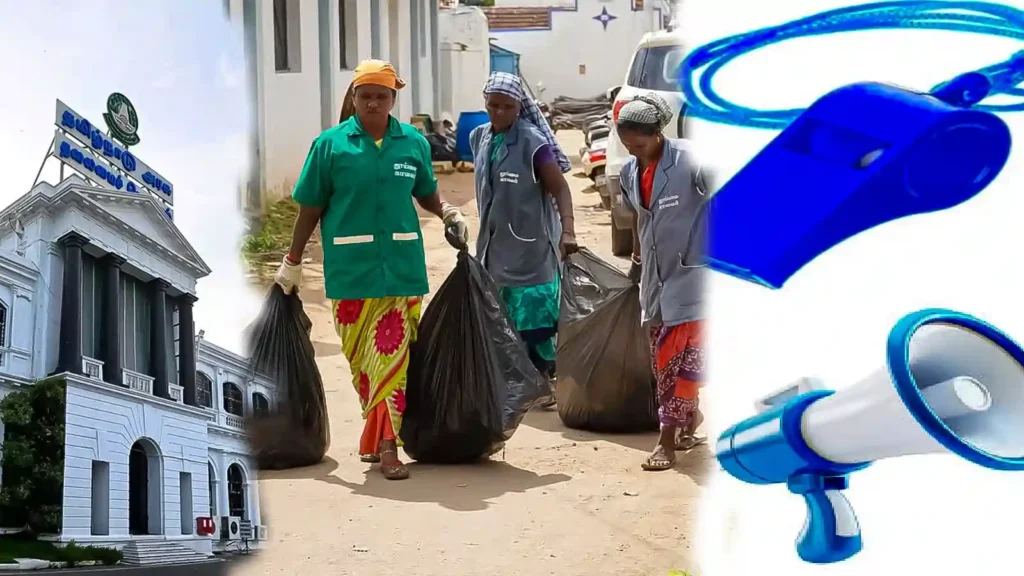 whistle cleaning workers