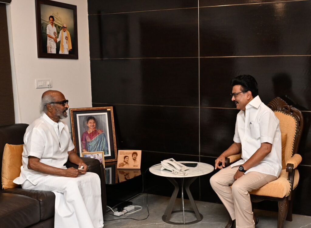 “இக்கட்டான நேரத்திலும் உங்களுடன் இருப்பேன்”!. மு.க.ஸ்டாலினுடன் நடிகர் ரஜினி சந்திப்பு!. stalin rajini meet