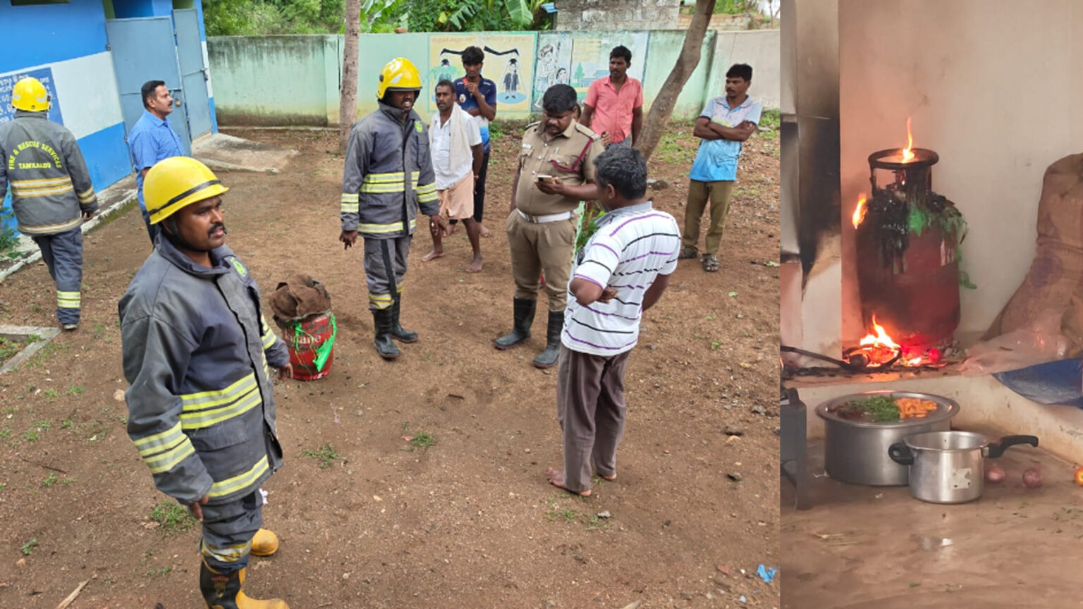 அரசு பள்ளி சமையலறையில் தீ விபத்து; பத்திரமாக மீட்கப்பட்ட 26 மாணவர்கள் 003 school fire