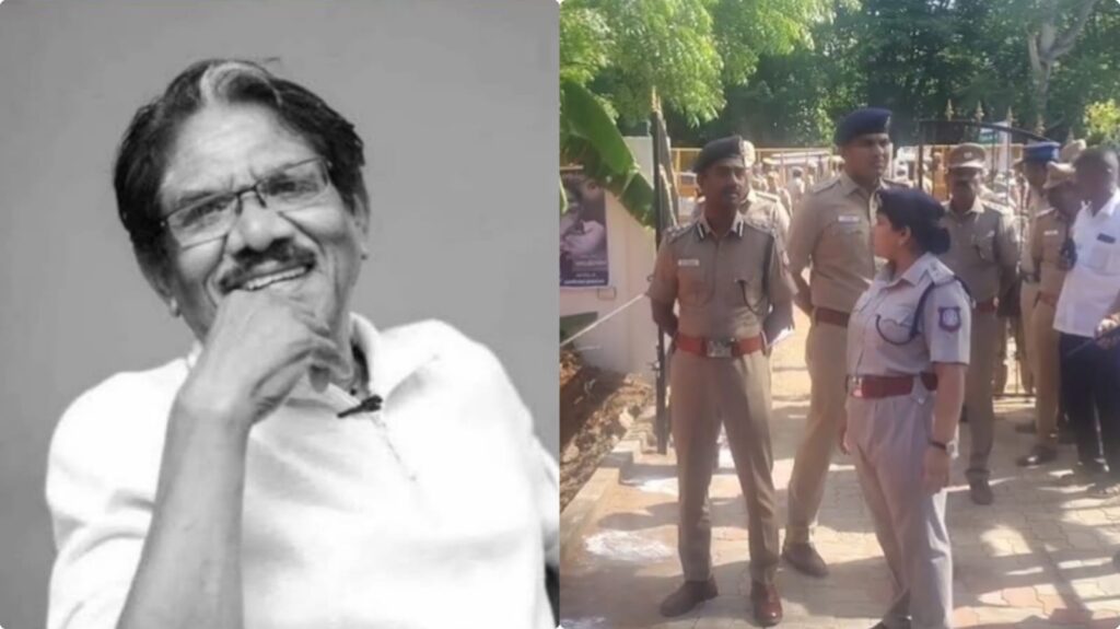 இயக்குநர் பாரதிராஜா இறுதிச்சடங்கு!. பண்ணை வீட்டில் பாதுகாப்பு குறித்து டிஐஜி சசிமோகன் ஆய்வு! Bharathiraja funeral DIG