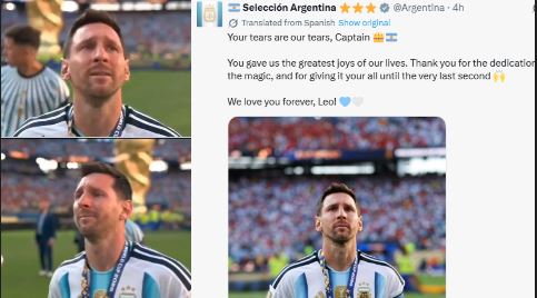 DONT WORRY MESSI..! மைதானத்திலேயே கண்ணீர் விட்ட மெஸ்ஸி..! வீரர்கள் சமாதானம்..! 1 22