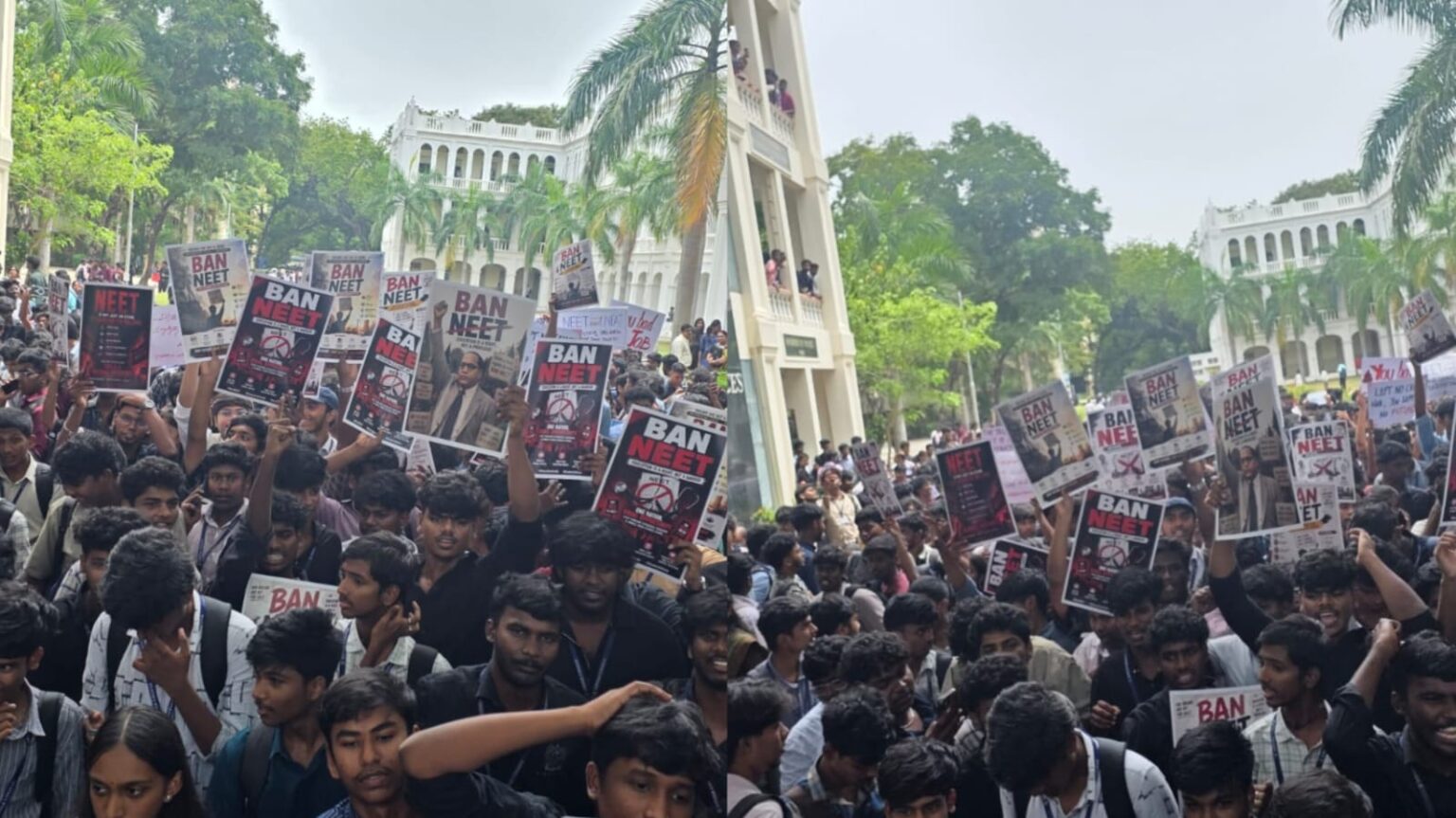 நீட் எதிர்ப்பு போராட்டம்!. லயோலா மாணவர்கள் உள்ளிருப்பு; சாஸ்திரி பவன் முன்பு மே 17 இயக்கம் முற்றுகை! Loyola students protest