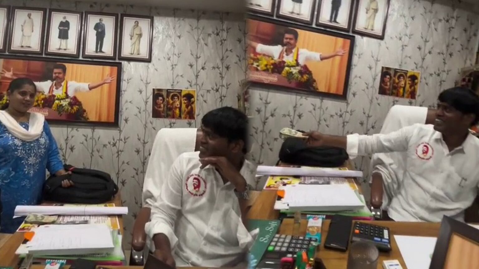 ஒப்பந்ததாரரிடம் ரூ. 1.30 லட்சம் லஞ்சம் பெற்ற தவெக ஊராட்சி மன்ற தலைவர்?- சமூக வலைத்தளங்களில் வைரலாகும் வீடியோ! WhatsApp Image 2026 07 15 at 8.51.58 AM