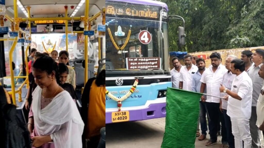 அரசு கல்லூரி மாணவிகள் வசதிக்காக சிறப்பு பேருந்து வசதி!. அமைச்சர் சம்பத்குமார் தொடங்கி வைத்தார்! minister sampath kumar bus
