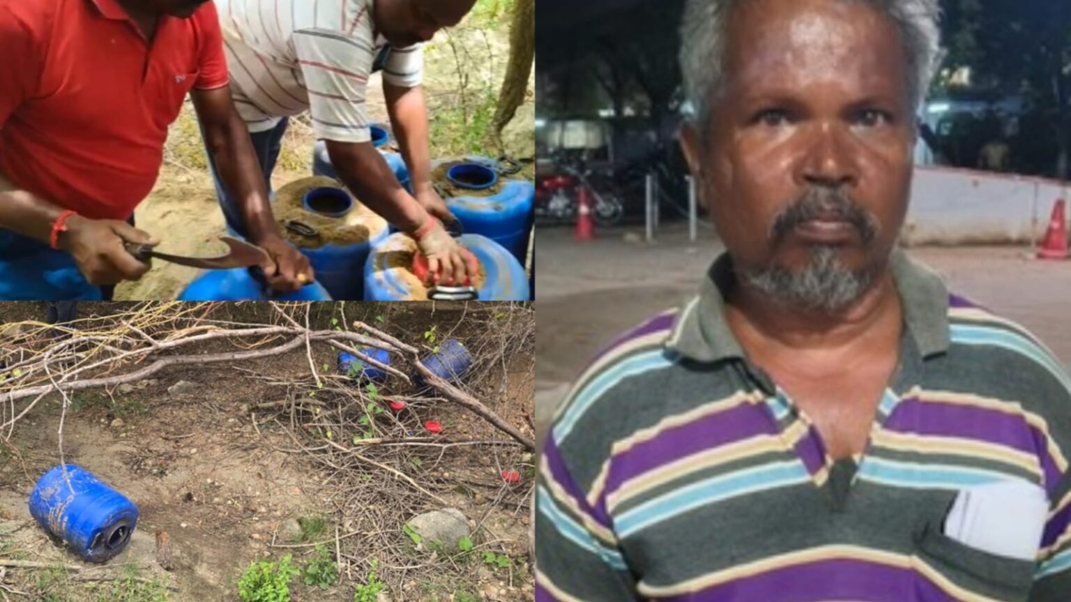 சேலம் கல்லூரி பின்புறம் கள்ளச்சாராயம் காய்ச்சிய நெசவு தொழிலாளி கைது!. 200 லிட்டர் ஊறல் அழிப்பு! salem Liquor