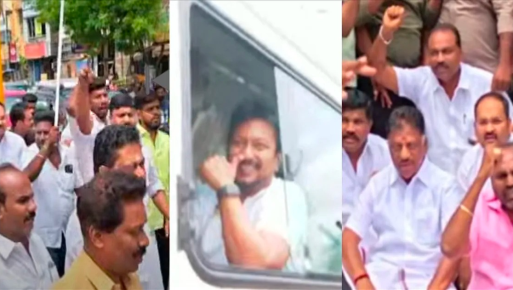 உதயநிதி கைதால் கொந்தளிக்கும் தமிழகம்..!! போராடிய ஓபிஎஸ் அதிரடி அரெஸ்ட்..!! image 32