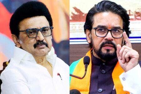 MK Stalin and Anurag Thakur